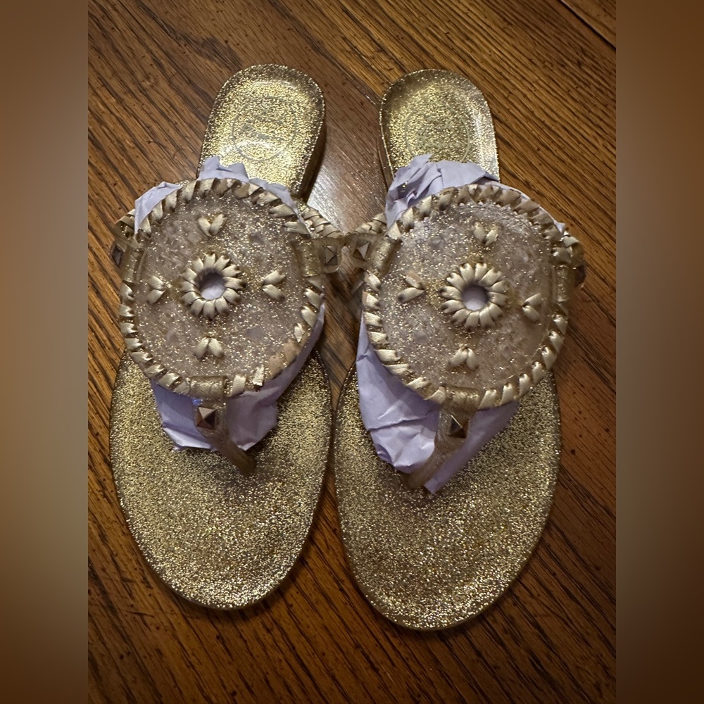 JACK ROGERS WOMENS GEORGICA METALLIC JELLY SANDALS SIZE 9